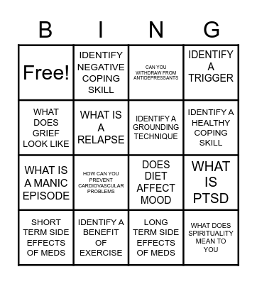 THE BEST BINGO GAME Bingo Card