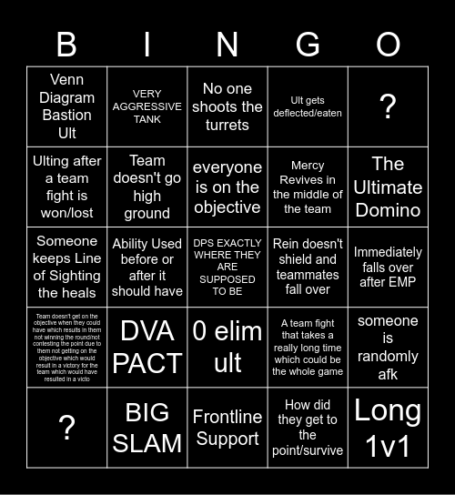 Spectating Bingo Card