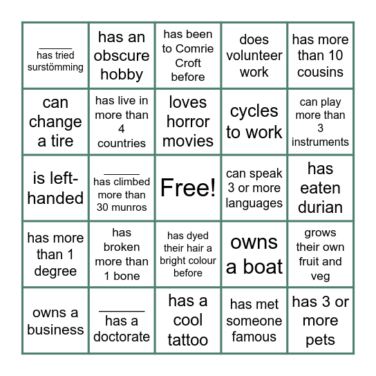 Wedding Guest Bingo Card