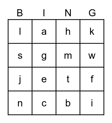 Letter Sounds Bingo Card