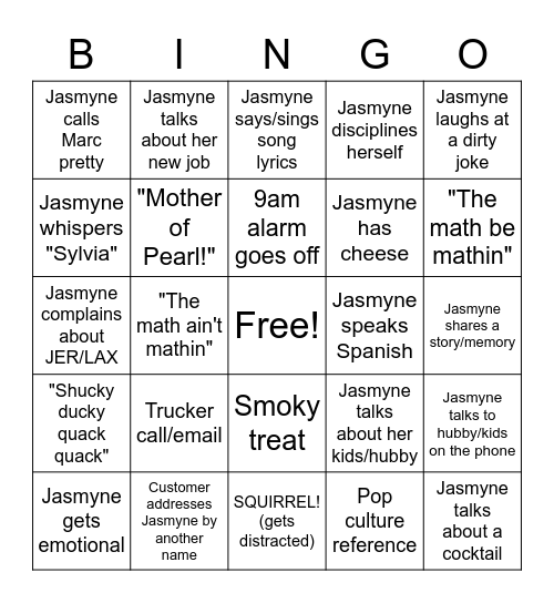 FINE, GO Bingo Card