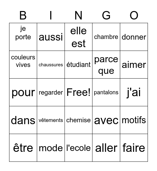 1B revision pour l'examen Bingo Card