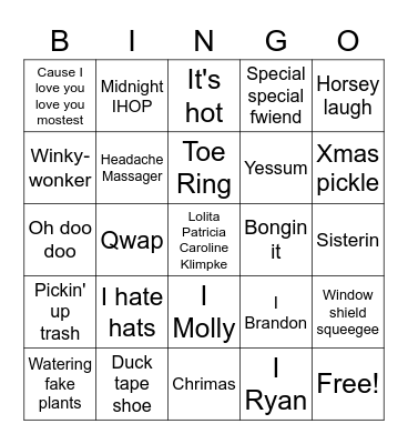 Mama Moments Bingo Card