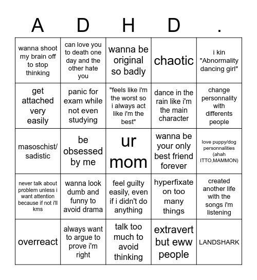 r u a mary kinnie (i don't think sooo) Bingo Card