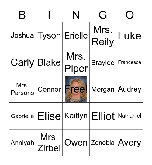 Mrs. Reily's Class Bingo Card