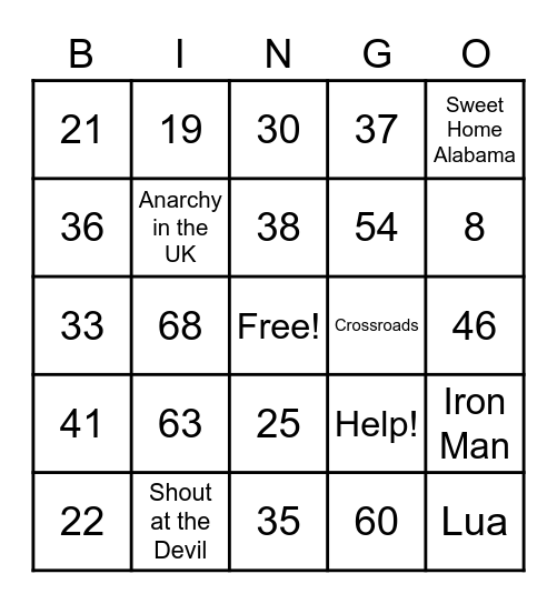 Number Bingo 1-75 Bingo Card