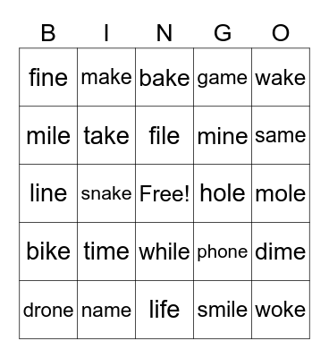 Mean King Ed Words Bingo Card