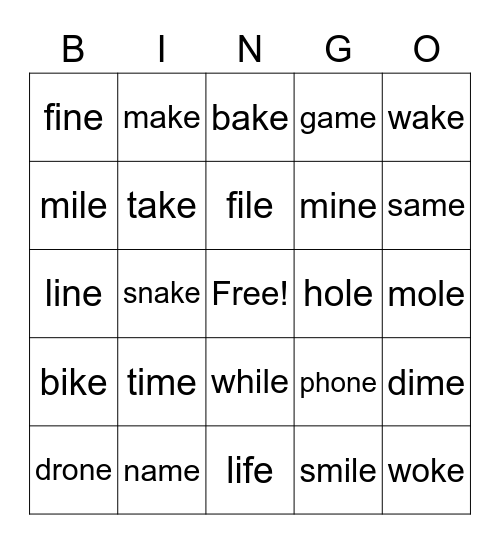 Mean King Ed Words Bingo Card