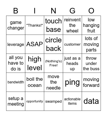 Corporate Jargin Bingo Card