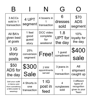 AEO SPRING BINGO Card