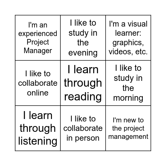 Microsoft Powerpoint Bingo Card