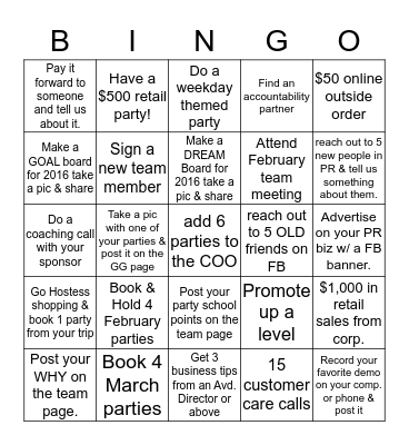 February Bingo !!  Bingo Card