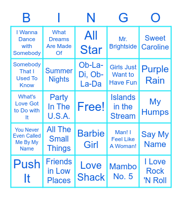 Go-To Karaoke Jamz Bingo Card