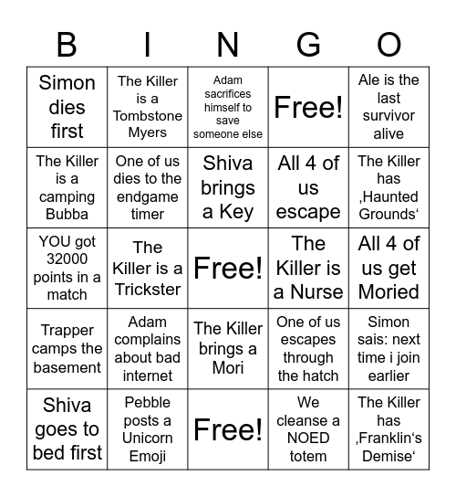 Drunk by Daylight Bingo Card