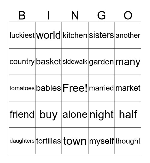 Rosa and Blanca Bingo Card