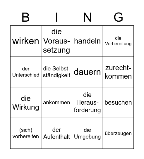Schüleraustausch Bingo Card