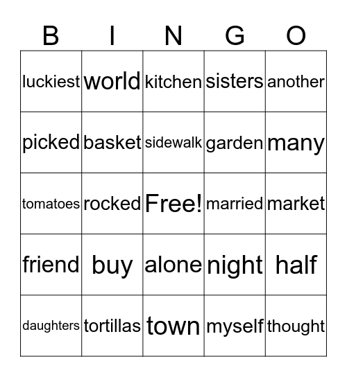 Rosa and Blanca Bingo Card