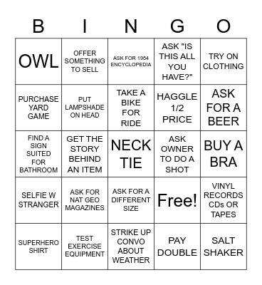 LAKE IZZY GARAGE SALE 2023 Bingo Card