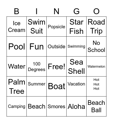 Summer Bingo Card