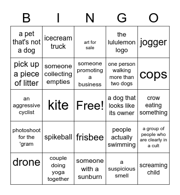 KITS BEACH BINGO Card