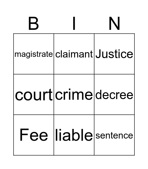 Law Bingo Card