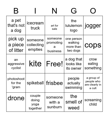 KITS BEACH BINGO Card