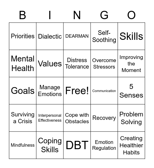 DBT Bingo Card