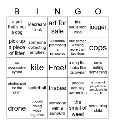 KITS BEACH BINGO Card