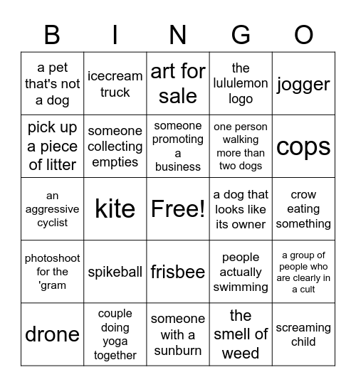 KITS BEACH BINGO Card