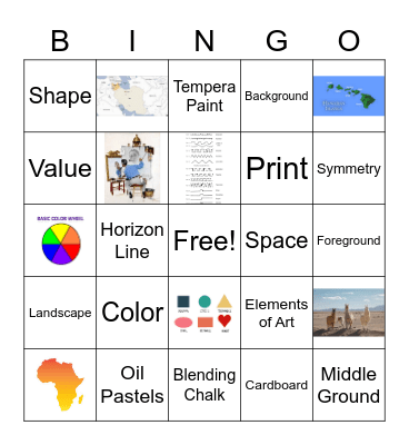 WE 2nd Grade Art Around the Globe Bingo Card