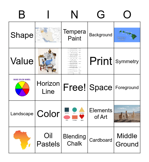 WE 2nd Grade Art Around the Globe Bingo Card