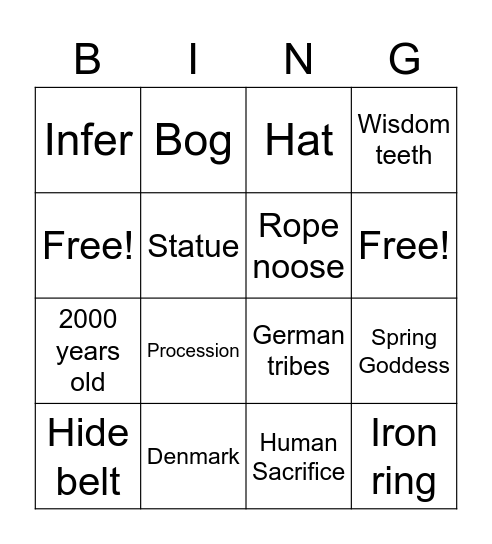 Tollund Man Bingo Card