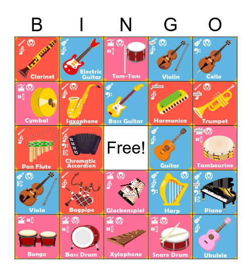 Musical Instruments Bingo Card