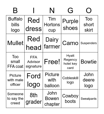 FFA BINGO Card