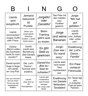 Let’s Dance (Finale, Stand 2023) Bingo Card