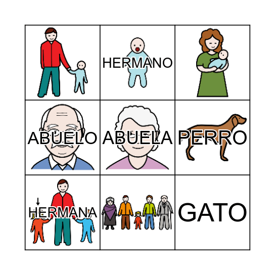 BINGO FAMILIA Bingo Card