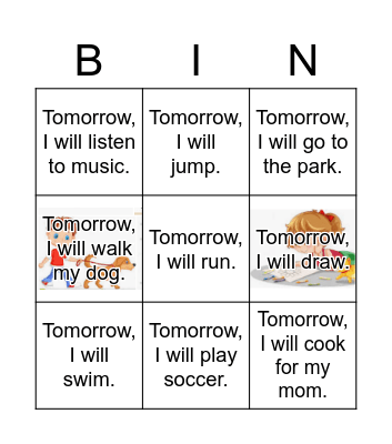 GR1 Future  "I will" Bingo Card
