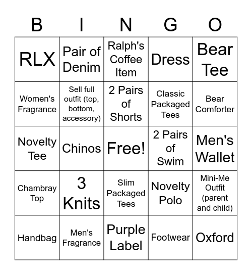 Polo Bingo 453 Bingo Card