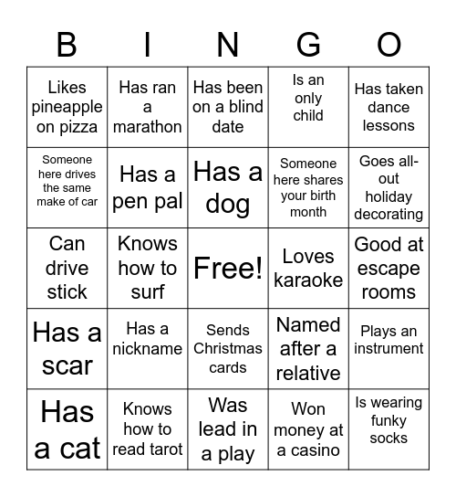 BDAY Bingo Card