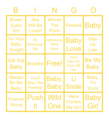 Baby Bingo Card