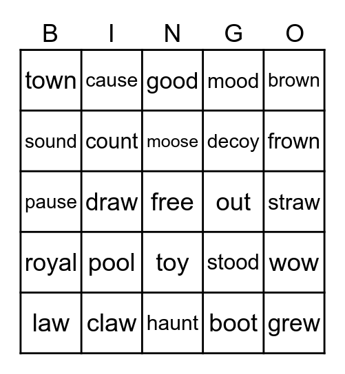 Vowel Bingo Card