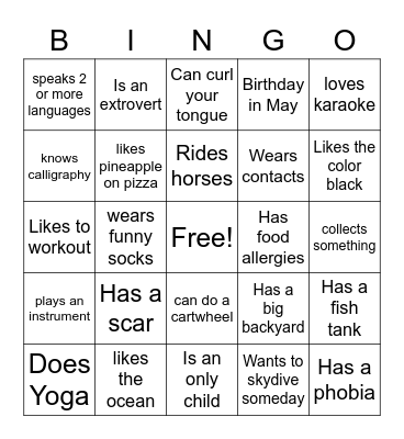 Monday (Last day + prizes) Bingo Card