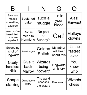 Harry Potter & the philosopher's stone 2 Bingo Card