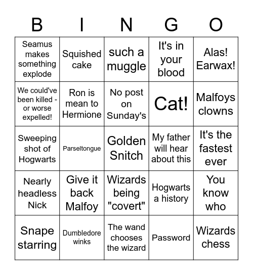 Harry Potter & the philosopher's stone 2 Bingo Card