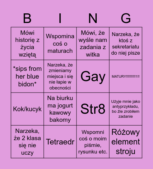 Chemia z Matyja Bingo Card