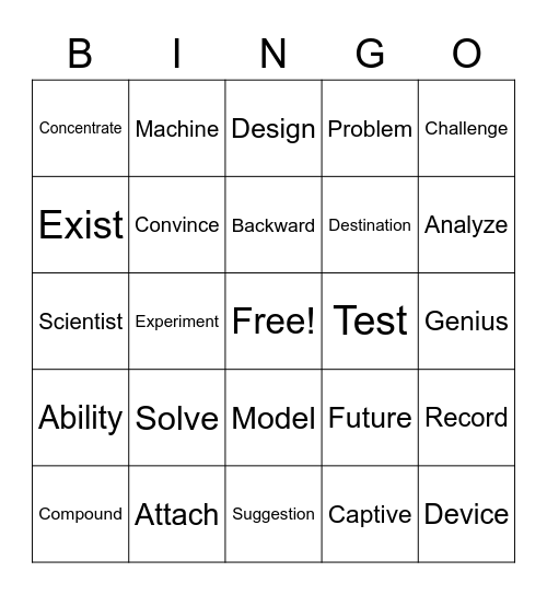 Inside Level B Unit 1 Vocabulary Bingo Card