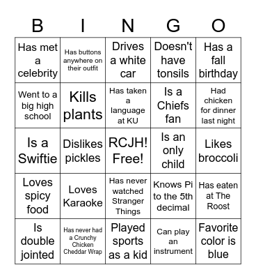 Find someone who... Bingo Card