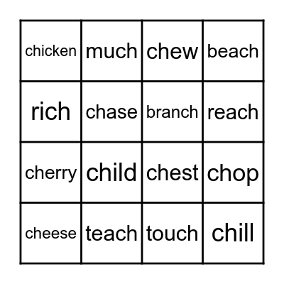 "ch" bingo Card
