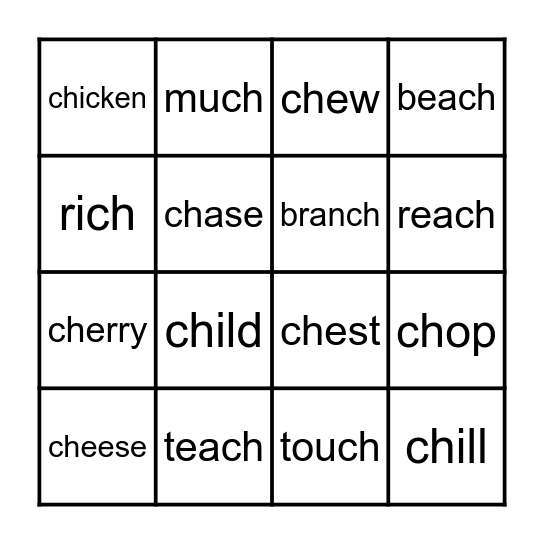 "ch" bingo Card