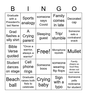 Graduation Bingo! Bingo Card